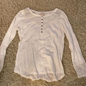 Sundance Long Sleeve Tee with lace on collar and sleeves
